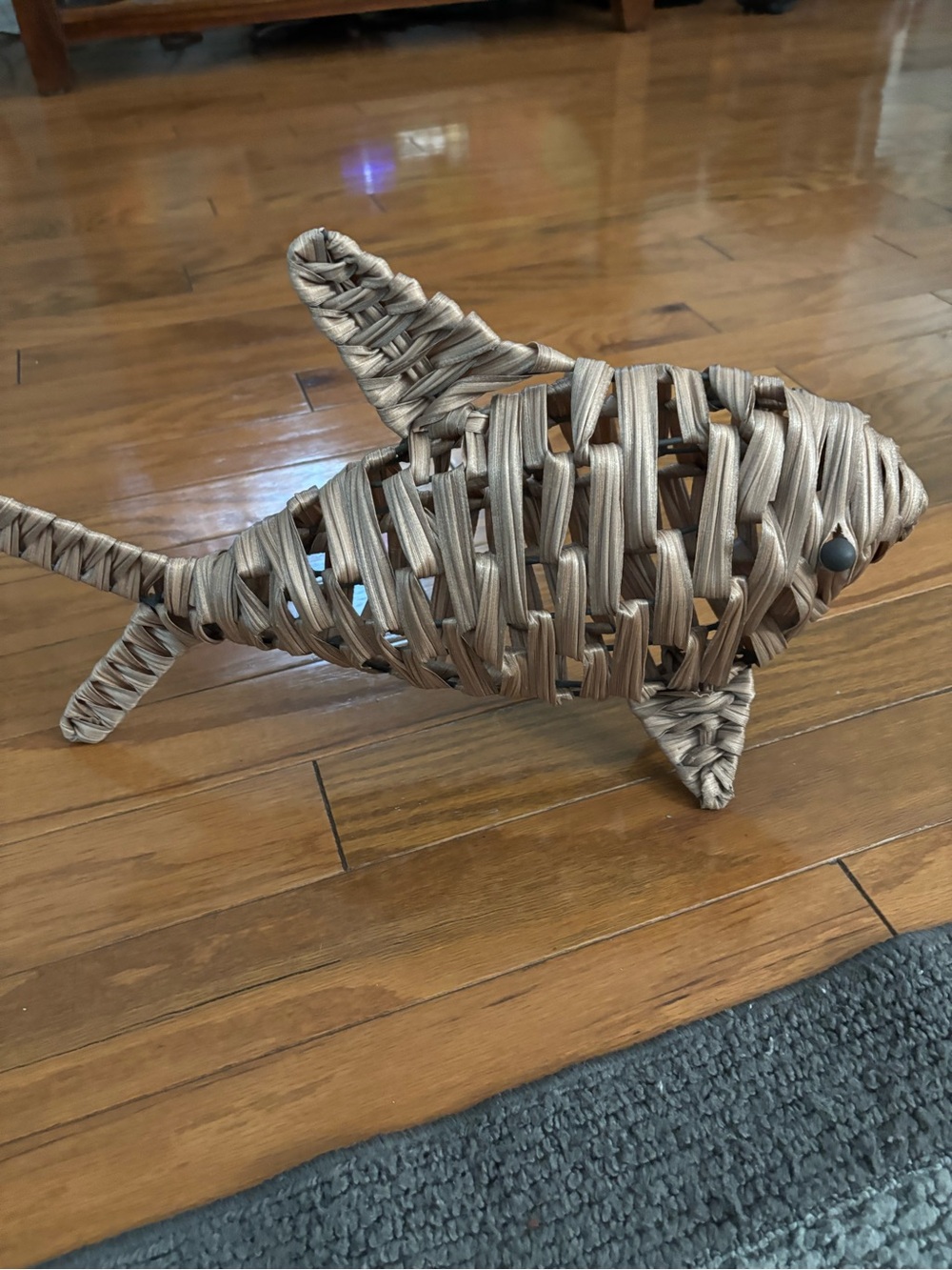 Woven Decorative Shark Figurine in Light Brown